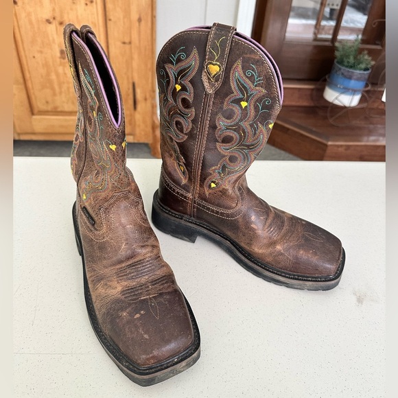 Justin Original Cowboy Work Boots Size 8 - Picture 1 of 7
